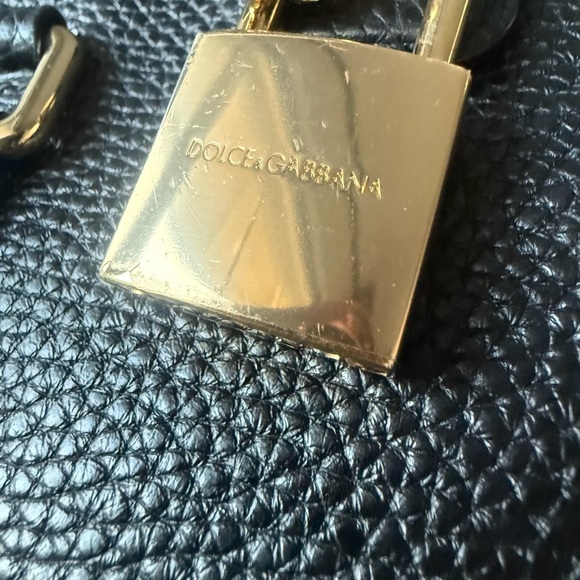Authentic Dolce & Gabbana Black Shoulder Bag with Gold Lock - Picture 3 of 14